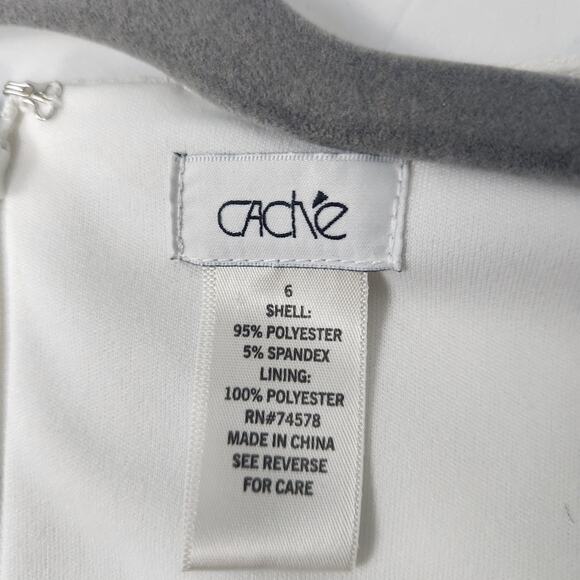 Cache Dress Sz 6 Sheath Dress Drape Neck Cap Sleeves Off White - Picture 7 of 7